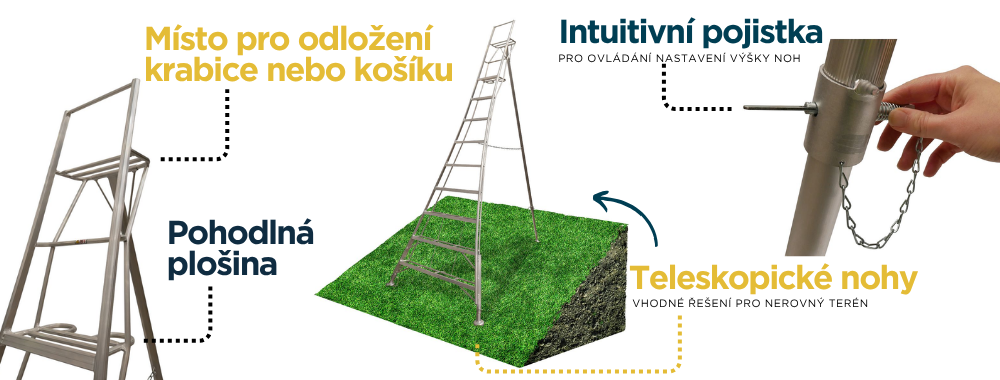 WERNER Trinohy plne nastavitelny zebrik - detail 1.2